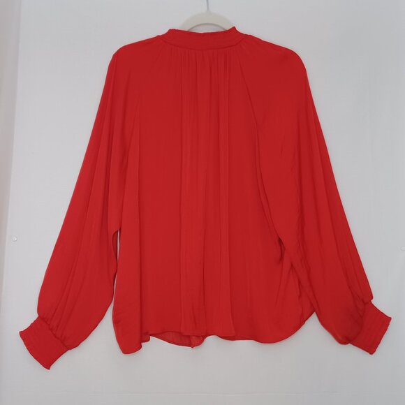 Women's Jennifer Lopez Lightweight Red Long Sleeve Blouse Size XL - Picture 2 of 8